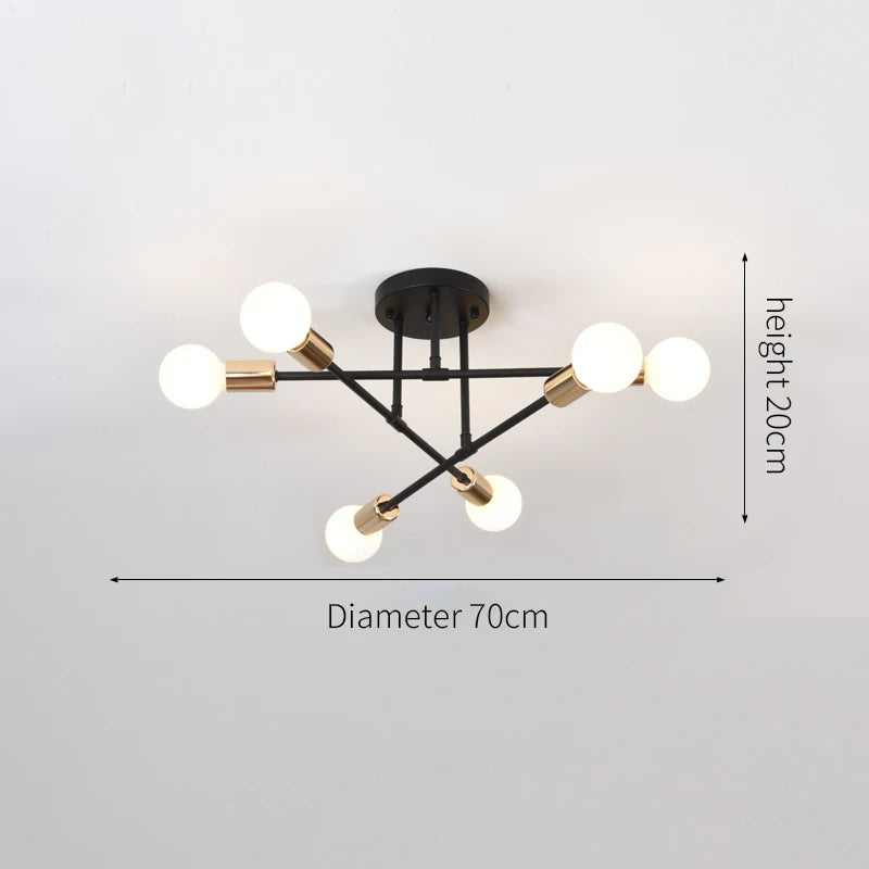 Lampadario Industriale Retrò a 6 Luci – Ferro Battuto