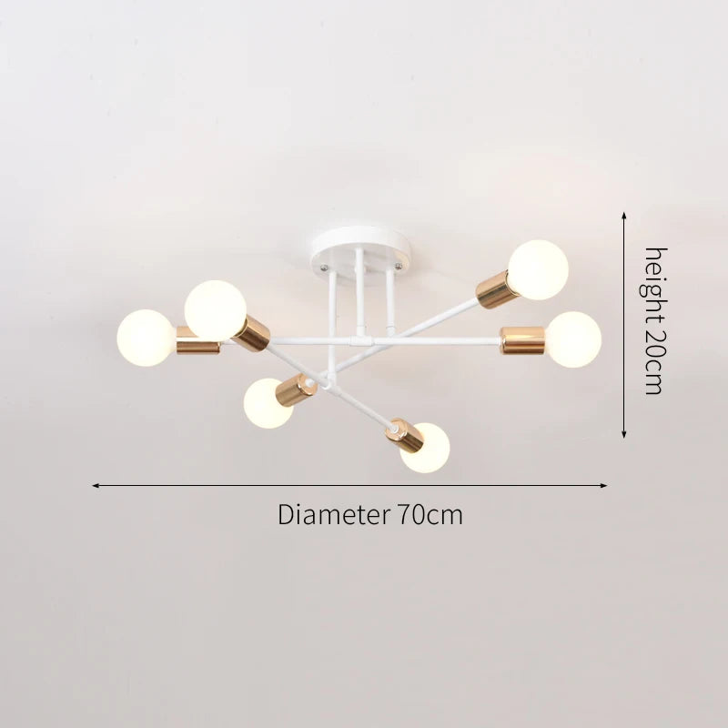 Lampadario Industriale Retrò a 6 Luci – Ferro Battuto