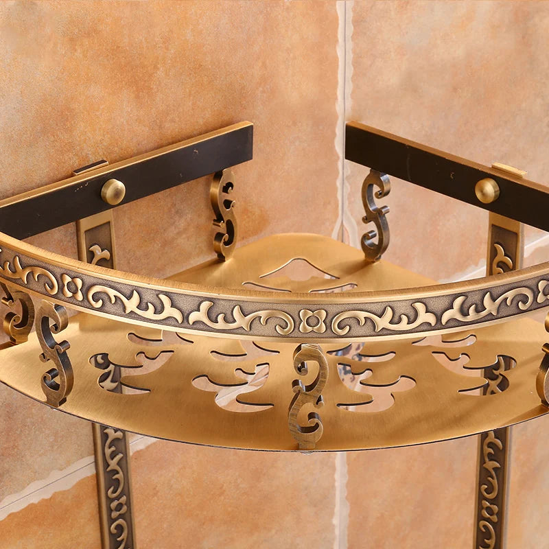 Mensola Angolare Pieghevole in Ottone Antico – Bagno