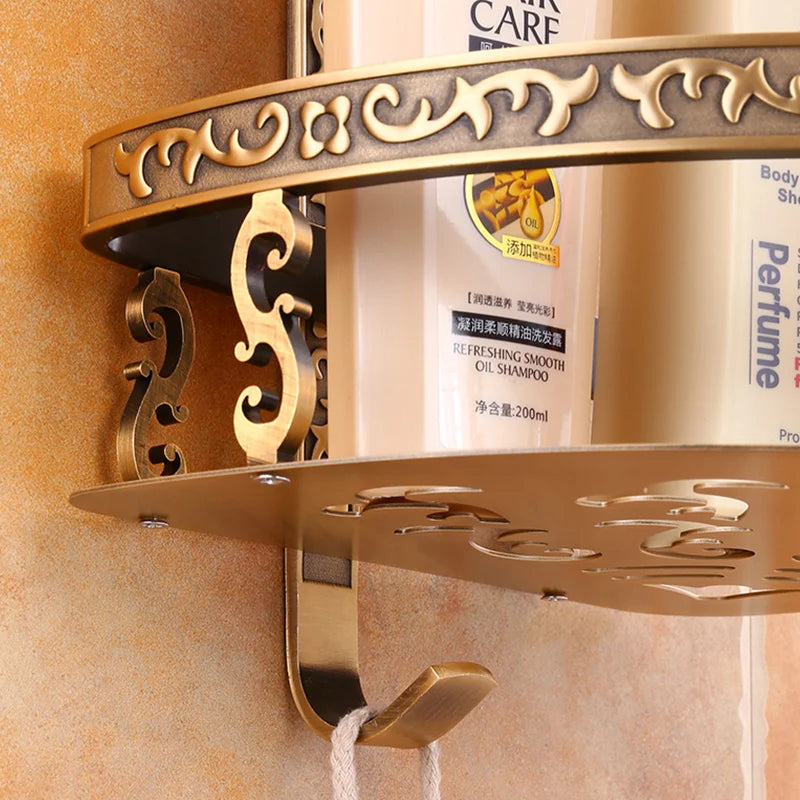 Mensola Angolare Pieghevole in Ottone Antico – Bagno