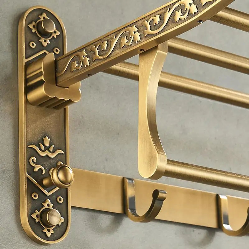 Porta Asciugamani Pieghevole in Ottone Antico – Bagno