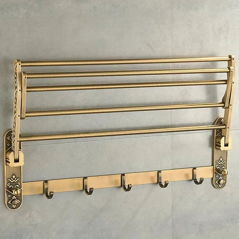 Porta Asciugamani Pieghevole in Ottone Antico – Bagno