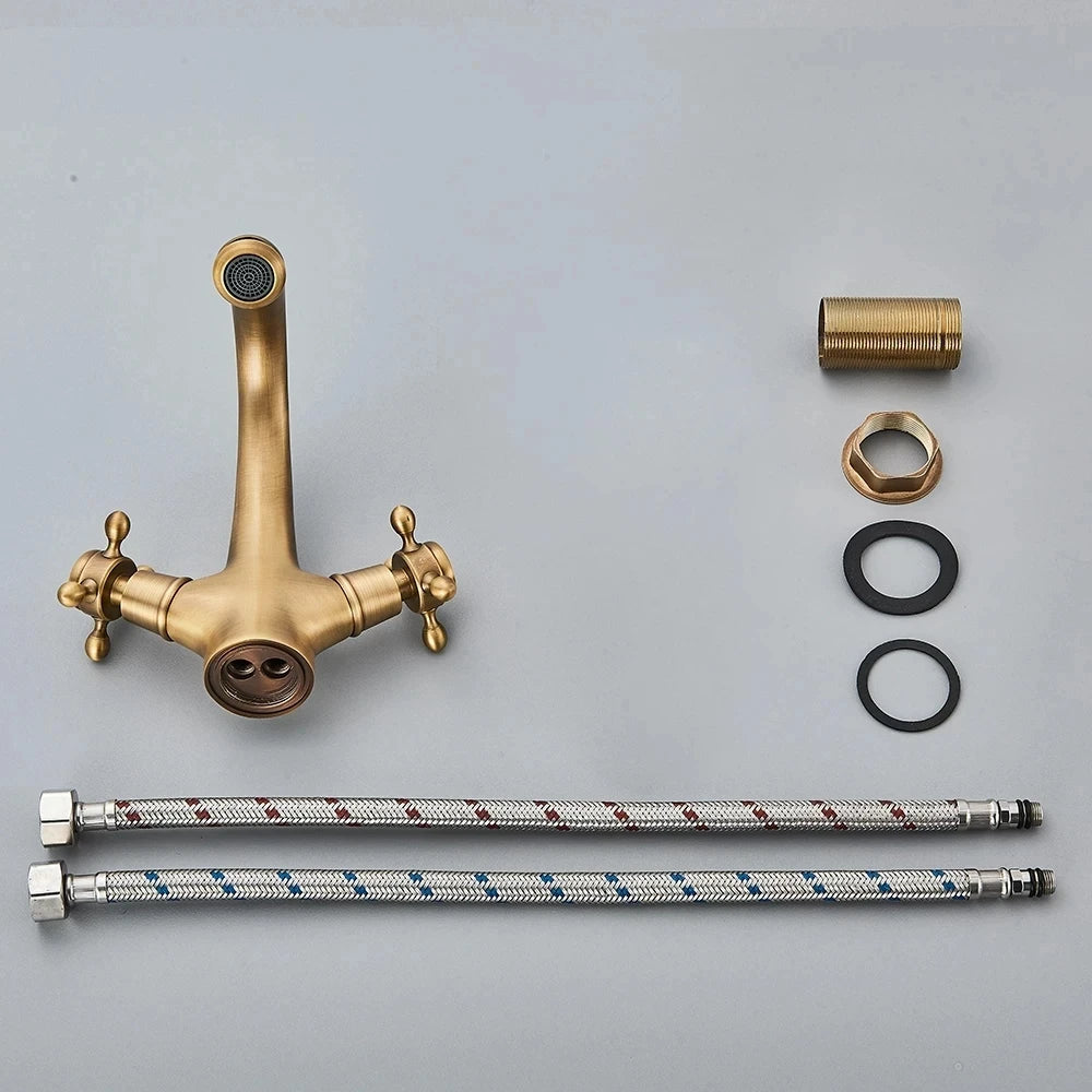 Rubinetto per Bidet in Ottone – Finitura Bronzo Antico, Doppia Maniglia