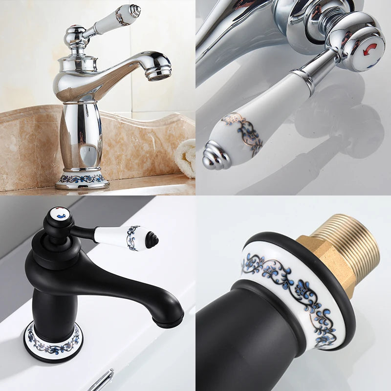 Rubinetto per Lavabo in Ottone Massiccio – Finitura Bronzo Antico