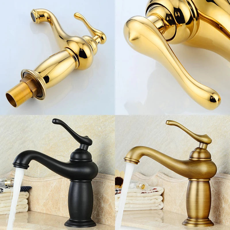 Rubinetto per Lavabo in Ottone Massiccio – Finitura Bronzo Antico