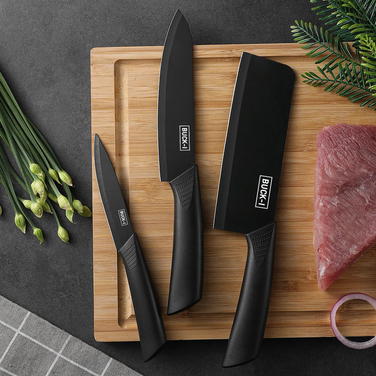 Set Coltelli da Cucina 3 Pezzi in Acciaio Inossidabile