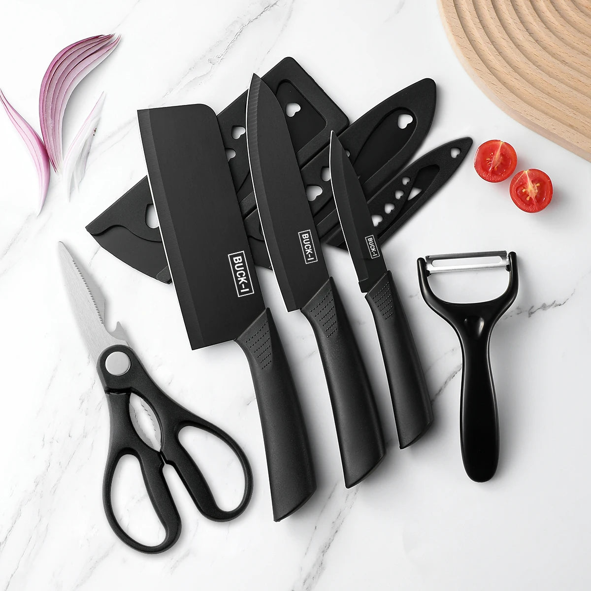 Set Coltelli da Cucina 3 Pezzi in Acciaio Inossidabile