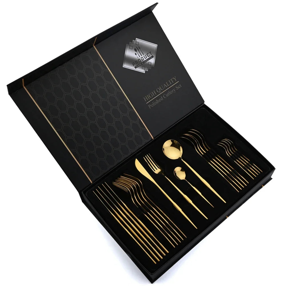 Set Posate 24pz | Oro e Nero