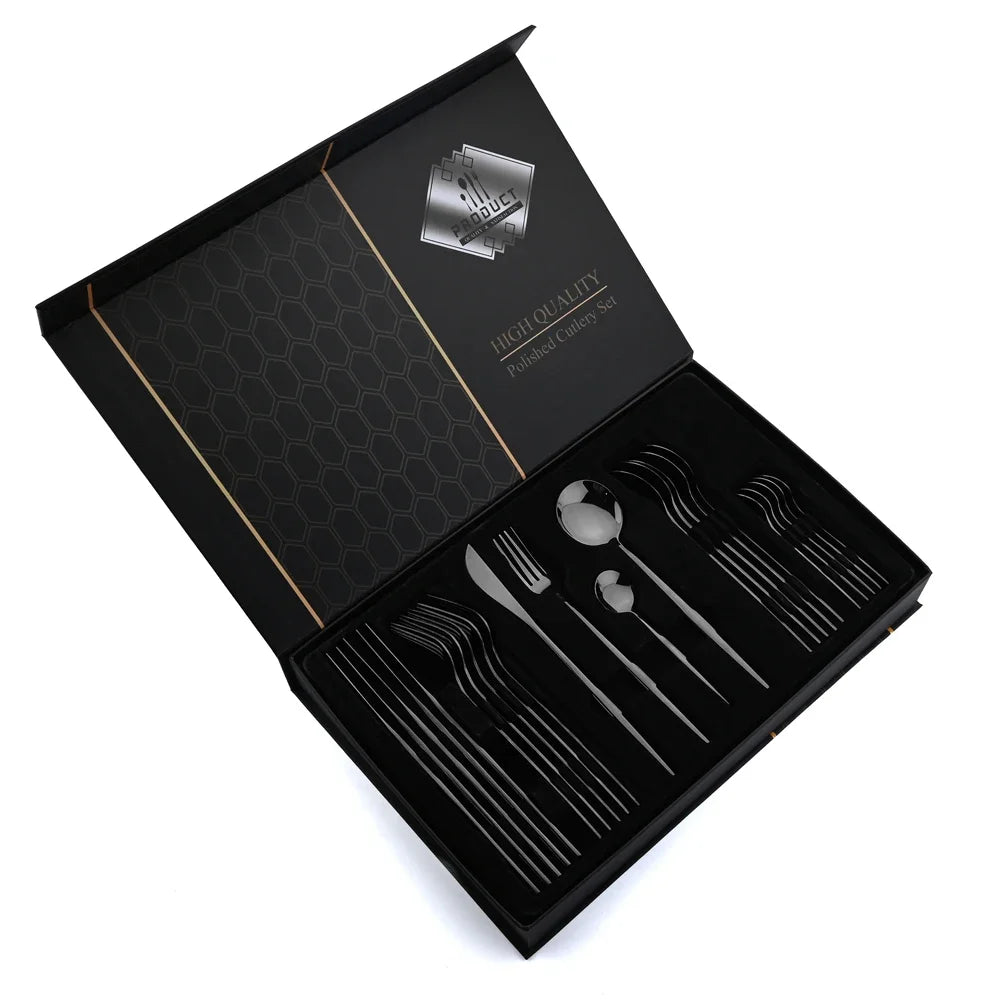 Set Posate 24pz | Oro e Nero