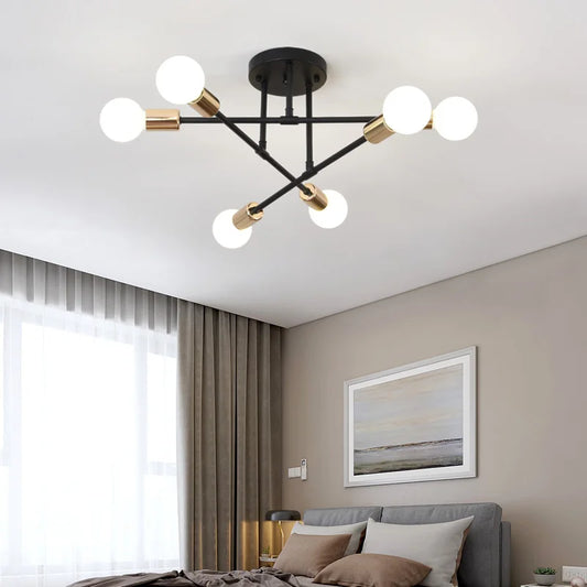 Lampadario Industriale Retrò a 6 Luci – Ferro Battuto