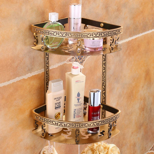 Mensola Angolare Pieghevole in Ottone Antico – Bagno