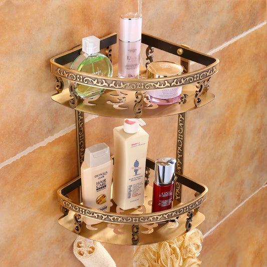Mensola Angolare Pieghevole in Ottone Antico – Bagno
