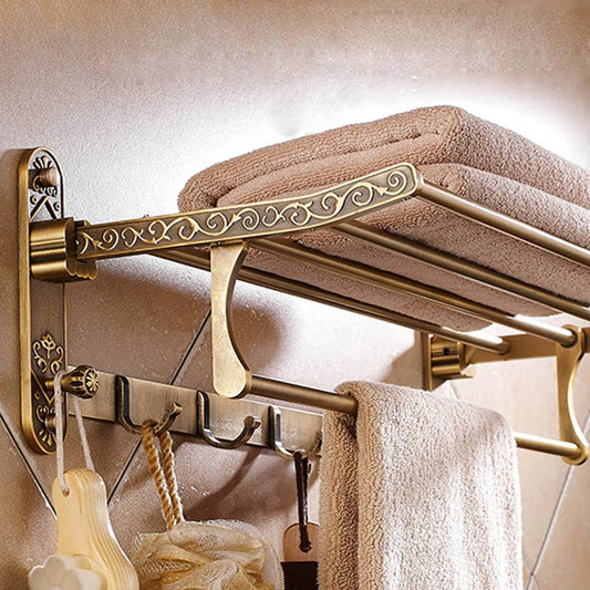 Porta Asciugamani Pieghevole in Ottone Antico – Bagno