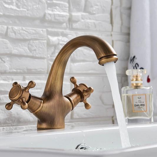 Rubinetto per Bidet in Ottone – Finitura Bronzo Antico, Doppia Maniglia