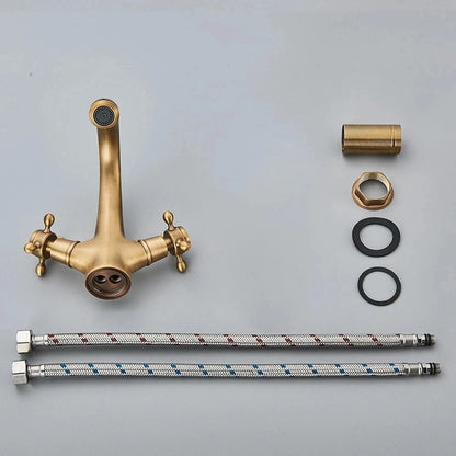 Rubinetto per Bidet in Ottone – Finitura Bronzo Antico, Doppia Maniglia