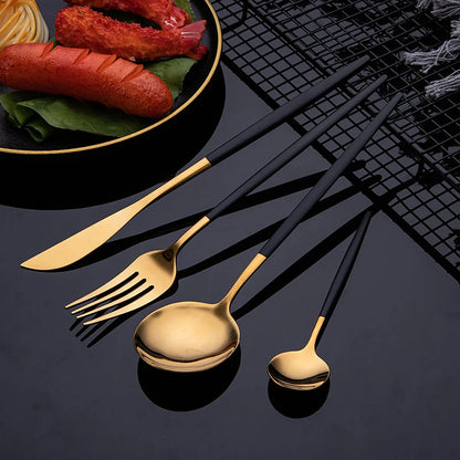 Set Posate 24pz | Oro e Nero