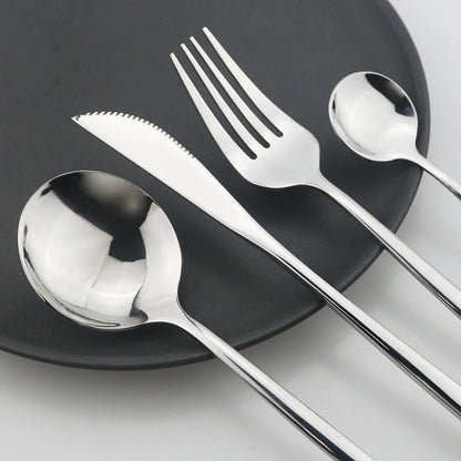Set di Posate 24 Pezzi con Manico Nero e Dettagli Dorati – Acciaio Inossidabile